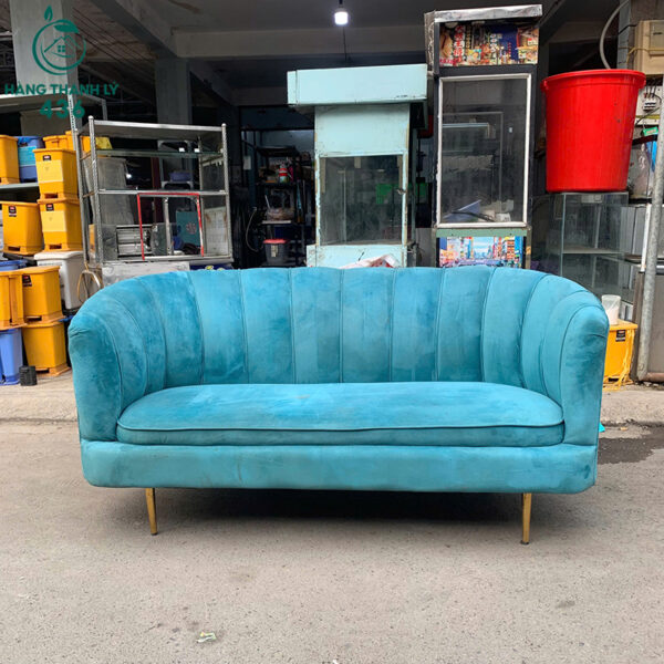 ghe sofa cu 1m7x80cm mau xanh boc vai mem min 2