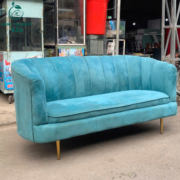 ghe sofa cu 1m7x80cm mau xanh boc vai mem min 3