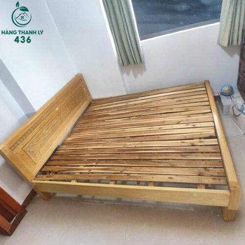 Giường Ngủ Gỗ Cũ 1M8X2M Màu Vàng Sáng 2 Giường Ngủ Gỗ Cũ 1M8X2M Màu Vàng Sáng