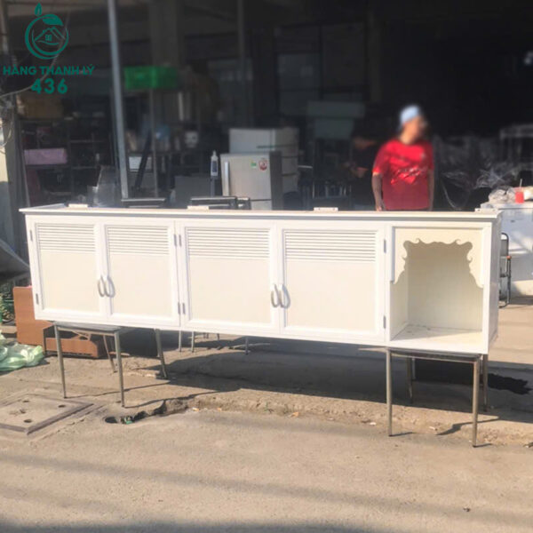 Kệ Bếp Cũ 2M5X60CM Màu Trắng Rộng Rãi Kèm Hộc