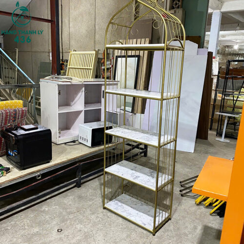 Kệ Trưng Bày Cũ Khung Sắt Vòm Màu Vàng Mặt Giả Đá