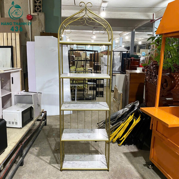 Kệ Trưng Bày Cũ Khung Sắt Vòm Màu Vàng Mặt Giả Đá