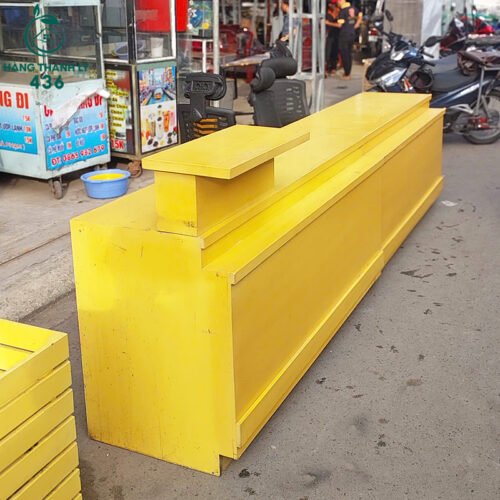 Quầy Thu Ngân Cũ 1M6X60CMX1M05 Màu Vàng Kèm Hộc Tủ 5 quay thu ngan cu mau vang kem hoc tu 1