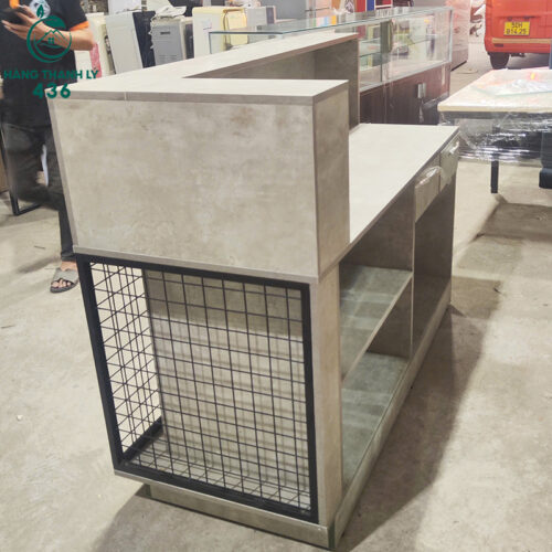 Quầy Tiếp Tân Cũ 1M5X1M1 Màu Xám Có Hộc Kéo
