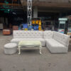 Sofa Chữ L Cũ 2M4X1M6 Màu Trắng Kèm Đôn Tròn