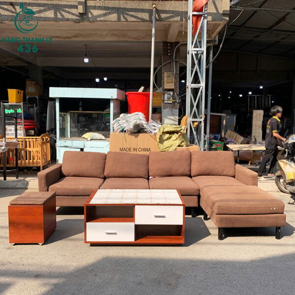 sofa chu l cu 2m85x1m65 boc vai nau kem ghe don 3