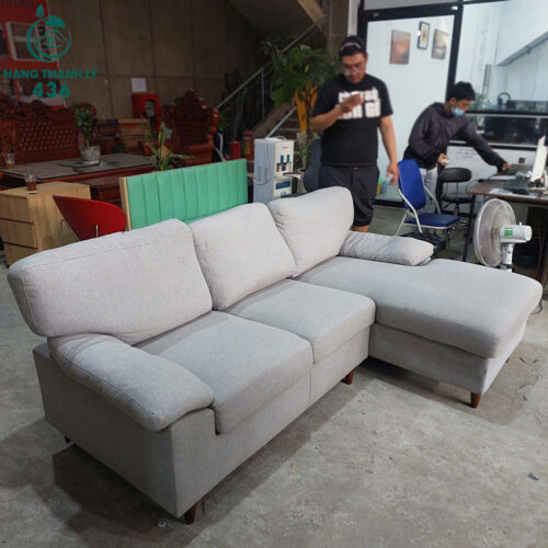 Sofa Cũ Chữ L Màu Kem Bọc Vải Hàng Đẹp 3 Sofa Cũ Chữ L Màu Kem Vải Nỉ Mềm Mại