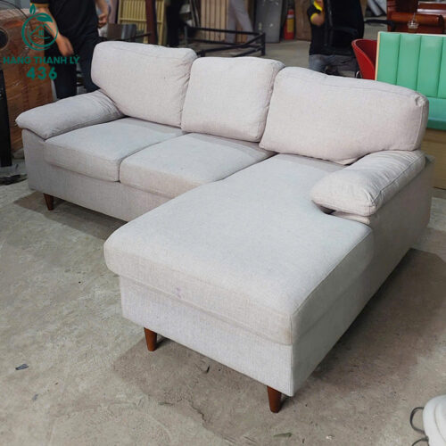 Sofa Cũ Chữ L Màu Kem Bọc Vải Hàng Đẹp 2 Sofa Cũ Chữ L Màu Kem Vải Nỉ Mềm Mại