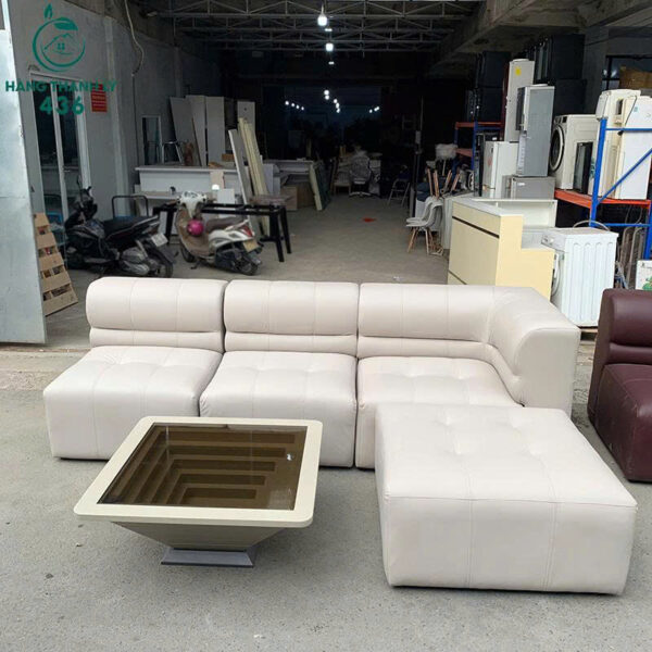 sofa goc l cu 2m8x1m9 mau trang kem sang trong 1