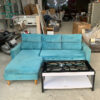 Sofa Góc L Cũ Bọc Đệm Màu Xanh Ngọc Sang Trọng