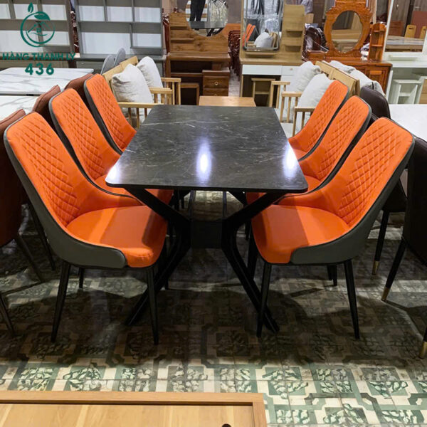 thanh ly bo ban an mat da kem 6 ghe boc nem moi 99 1