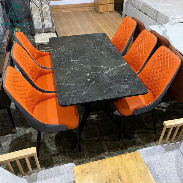 thanh ly bo ban an mat da kem 6 ghe boc nem moi 99 2