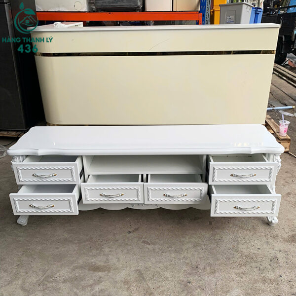 thanh ly ke tivi mau trang 1m6x40cmx50cm cham hoa van moi 99 1