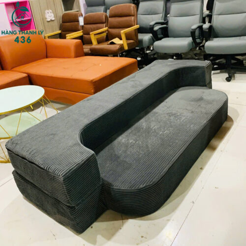 thanh ly sofa gap gon 1m2x2m mau xam boc vai nhung moi 99 3
