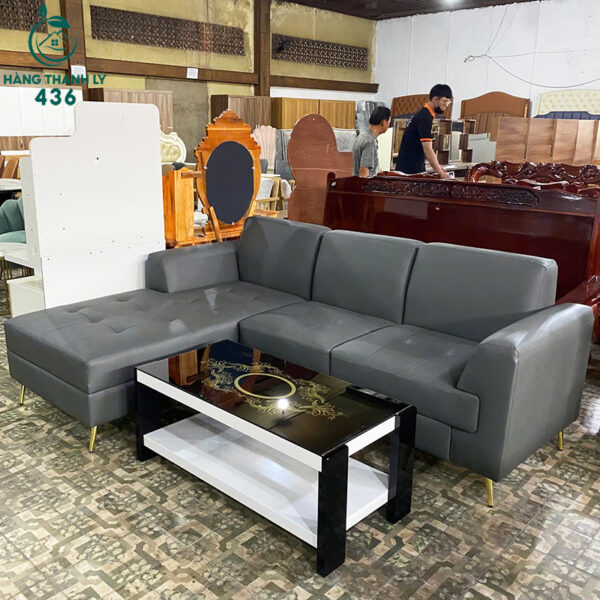 thanh ly sofa goc l da mau xam dam sang trong moi 99 4
