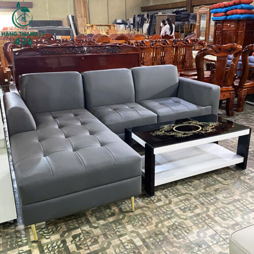 thanh ly sofa goc l da mau xam dam sang trong moi 99 5