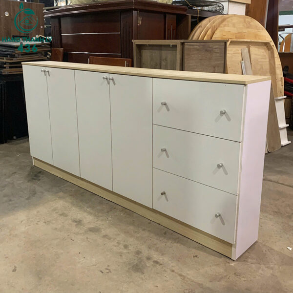 Tủ Hồ Sơ Cũ 2M2X1M2 Vân Gỗ Phối Trắng Có Hộc Kéo