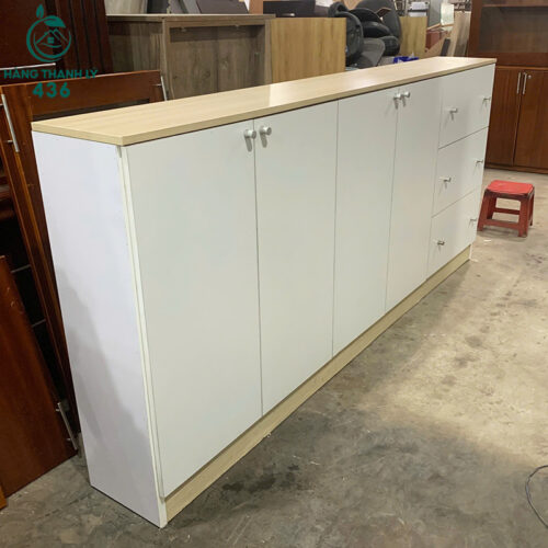 Tủ Hồ Sơ Cũ 2M2X1M2 Vân Gỗ Phối Trắng Có Hộc Kéo