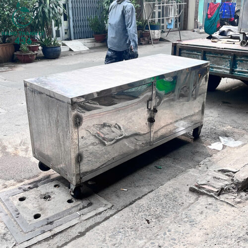 Tủ Inox Cũ 1M6X60CMX80CM 2 Cánh Có Bánh Xe Di Chuyển 2 tu inox cu 1m6x60cmx80cm 2 canh co banh xe di chuyen 1