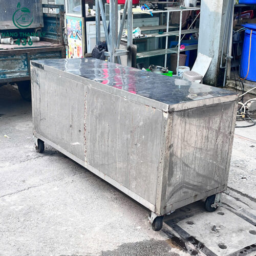 Tủ Inox Cũ 1M6X60CMX80CM 2 Cánh Có Bánh Xe Di Chuyển 3 tu inox cu 1m6x60cmx80cm 2 canh co banh xe di chuyen 2