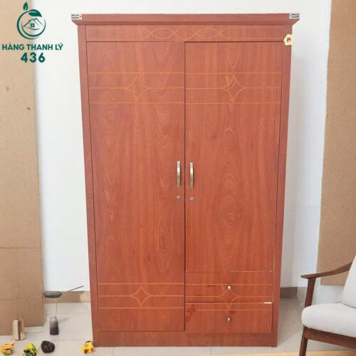 Tủ Quần Áo Cũ 1M2X2M 2 Cánh Nhỏ Gọn Màu Vân Gỗ Đẹp