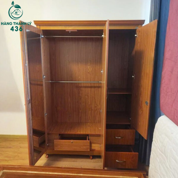 tu quan ao cu 1m4x2mx55cm 3 canh go van nau sang trong 1