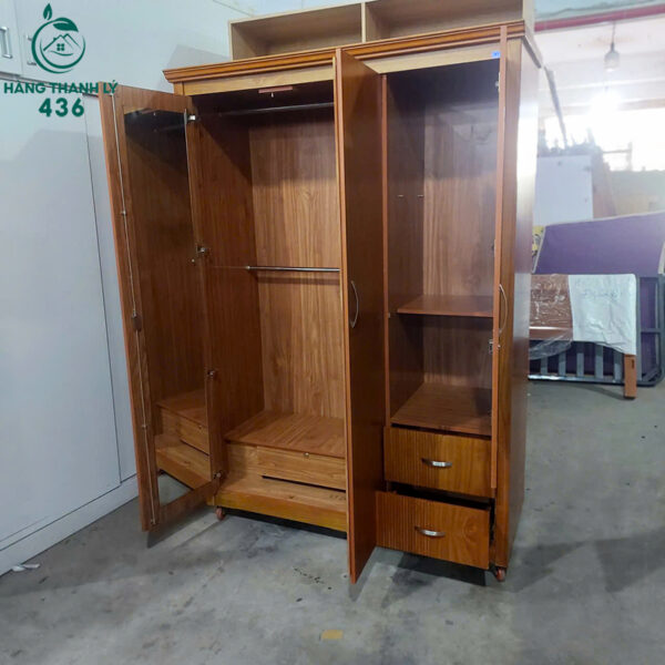 tu quan ao cu 1m4x2mx55cm 3 canh go van nau sang trong 5