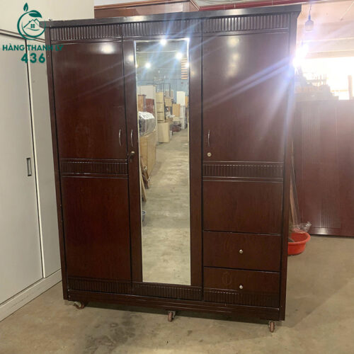 Tủ Quần Áo Cũ 1M57X2M Gỗ Vân Nâu Có Gương Soi 4 tu quan ao cu 1m57x2m go van nau co guong soi 1