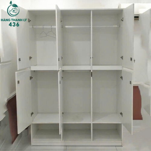 tu quan ao cu 1m5x60cmx2m2 mau trang nhieu canh 1