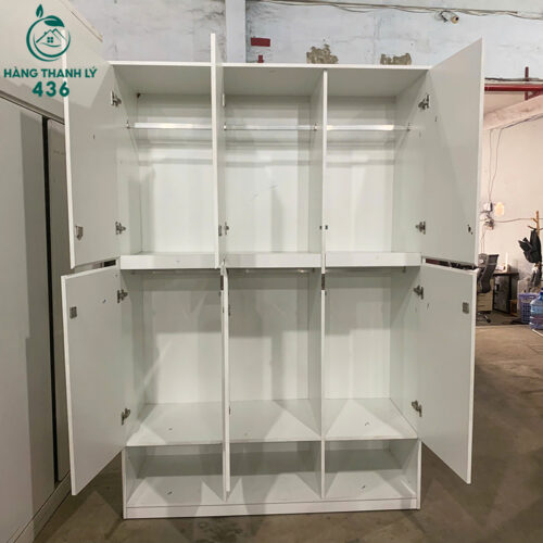 tu quan ao cu 1m5x60cmx2m2 mau trang nhieu canh 3