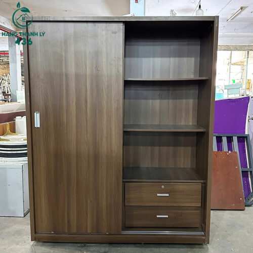 tu quan ao cu 1m6x2m mau van go nau canh cua lua 4