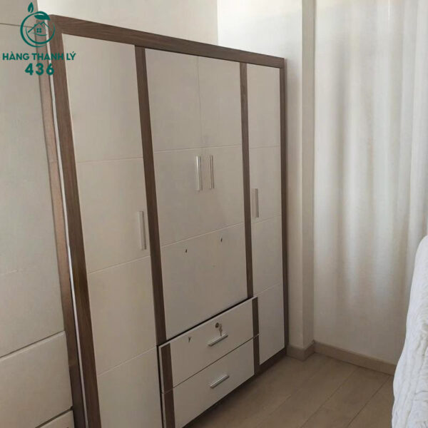 tu quan ao cu 1m6x55cmx2m mau trang van go 2