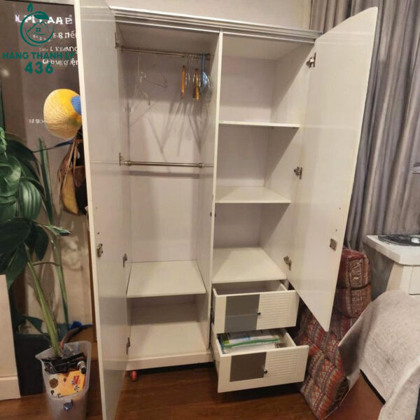 tu-quan-ao-cu-2-canh-hien-dai-mau-trang-phoi-ghi (1) Tủ Quần Áo Cũ 2 Cánh Hiện Đại Màu Trắng Phối Ghi