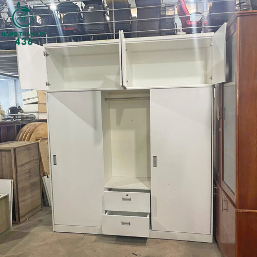 Tủ Quần Áo Cũ 2M2X2M6 Màu Trắng Thiết Kế Cửa Lùa 5 tu quan ao cu 2m2x2m6 mau trang thiet ke cua lua 2