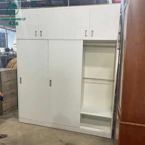 Tủ Quần Áo Cũ 2M2X2M6 Màu Trắng Thiết Kế Cửa Lùa 4 tu quan ao cu 2m2x2m6 mau trang thiet ke cua lua 4