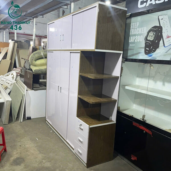 tu quan ao cu 2mx2m4x50cm canh cua lua mau trang 2