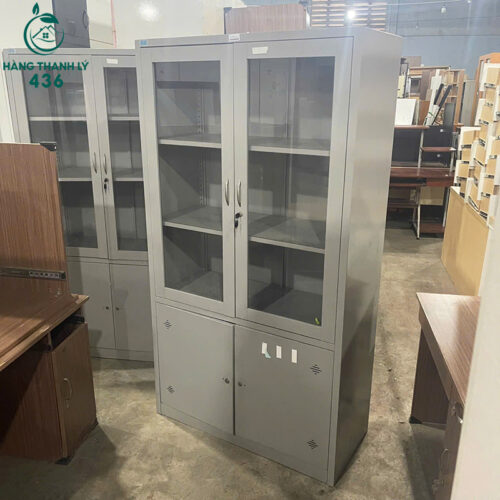 Tủ Tài Liệu Cũ 1MX1M83 Màu Xám Cánh Kính Phía Trên Dễ Quan Sát 6 tu tai lieu cu 1mx1m83 mau xam canh kinh phia tren de quan sat 4