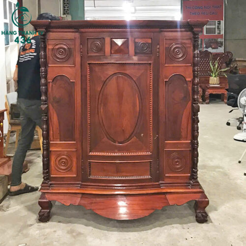 Tủ Thờ Cũ 1M3X1M5 Gỗ Nâu Đỏ Phong Cách Cổ Điển
