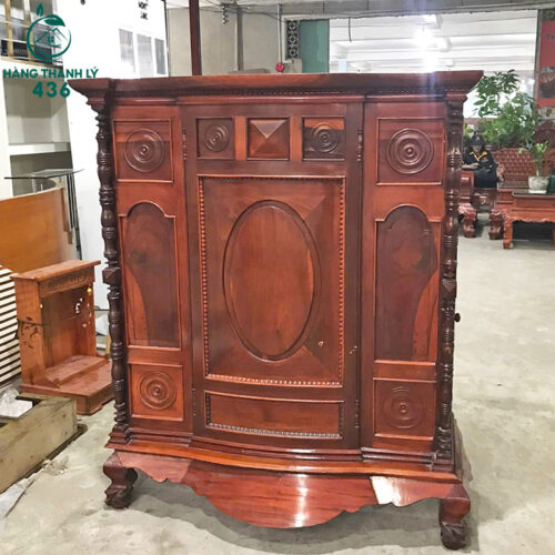 Tủ Thờ Cũ 1M3X1M5 Gỗ Nâu Đỏ Phong Cách Cổ Điển