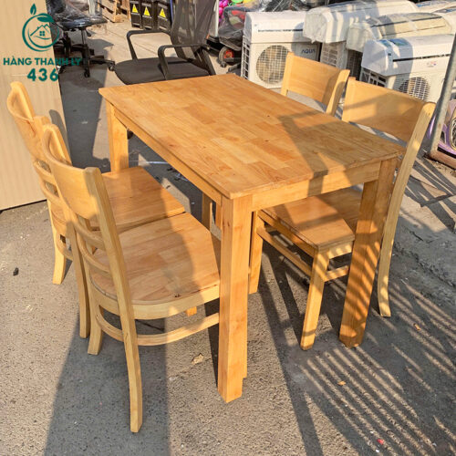 Bàn Ăn Gỗ Cũ 1M1X60CM Kèm 4 Ghế 4 Bàn Ăn Gỗ Cũ 1M1X60CM Kèm 4 Ghế