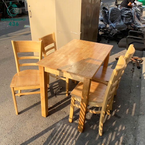 Bàn Ăn Gỗ Cũ 1M1X60CM Kèm 4 Ghế