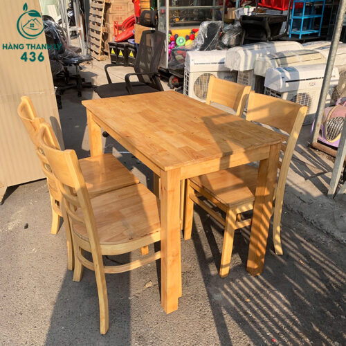 Bàn Ăn Gỗ Cũ 1M1X60CM Kèm 4 Ghế 3 Bàn Ăn Gỗ Cũ 1M1X60CM Kèm 4 Ghế