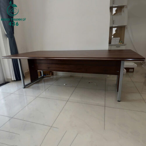 Bàn Họp Cũ 1M2X2M4X75CM Mặt Gỗ Vân Nâu Sang