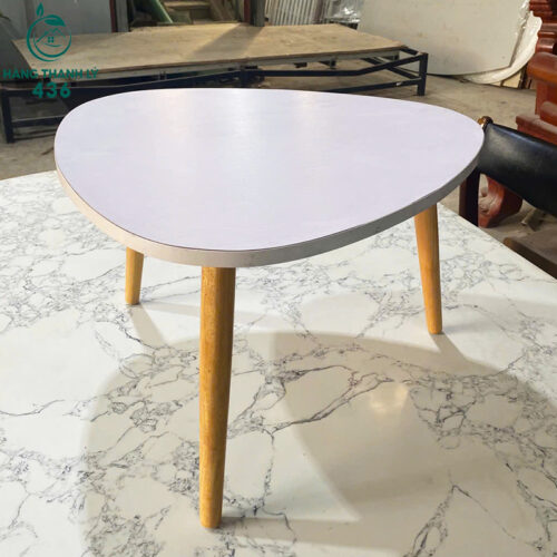 Bàn Tròn Cũ Mặt Trắng Chân Gỗ Đẹp Gọn