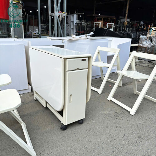 Bộ Bàn Ăn Cũ Kèm Ghế Gấp Gọn Màu Trắng 3 bo ban an cu kem ghe gap gon mau trang 4