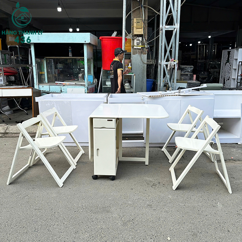 Bộ Bàn Ăn Cũ Kèm Ghế Gấp Gọn Màu Trắng bo-ban-an-cu-kem-ghe-gap-gon-mau-trang-6 Bộ Bàn Ăn Cũ Kèm Ghế Gấp Gọn Màu Trắng