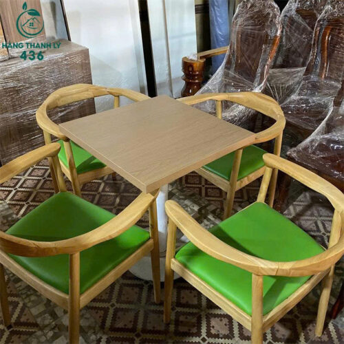 bo ban ghe cafe cu 4 ghe boc nem xanh 2