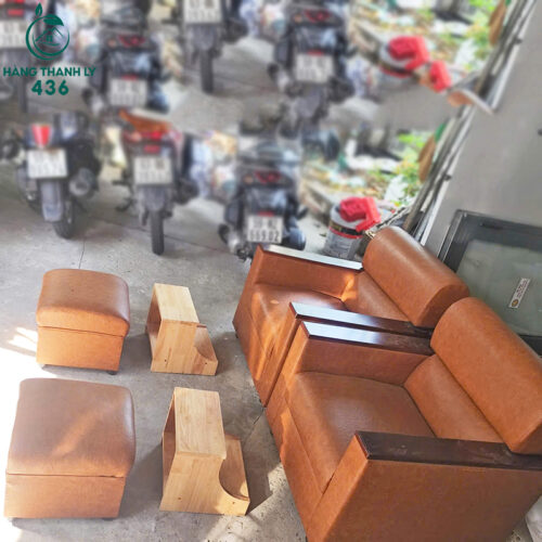 Bộ Ghế Nail Cũ Màu Nâu Kèm Đôn Gác Chân