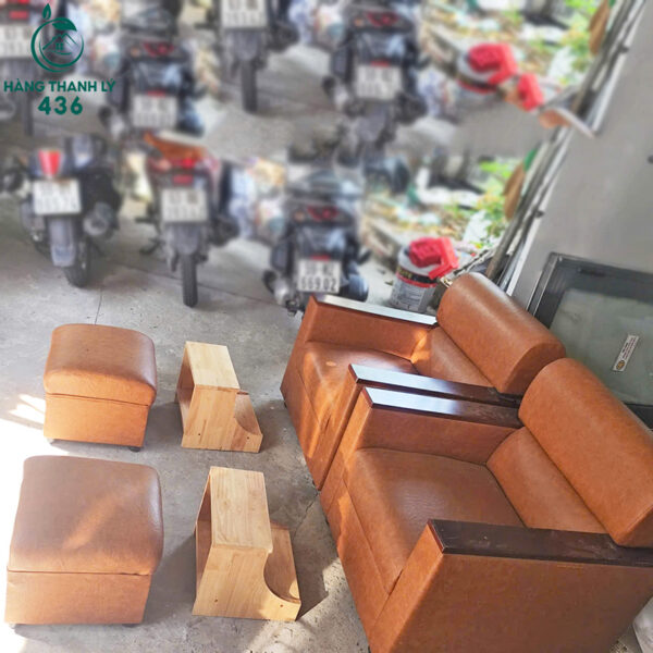 Bộ Ghế Nail Cũ Màu Nâu Kèm Đôn Gác Chân