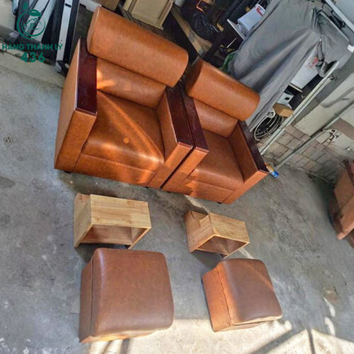 Bộ Ghế Nail Cũ Màu Nâu Kèm Đôn Gác Chân